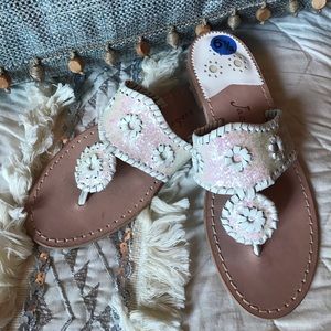 White glitter Jack Rogers